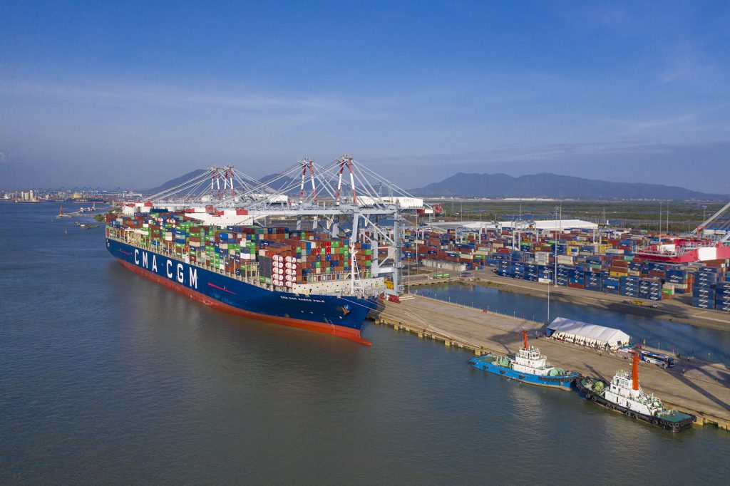 M/v CMA CGM Marco Polo capacity 187,000DWT calling CMIT weekly